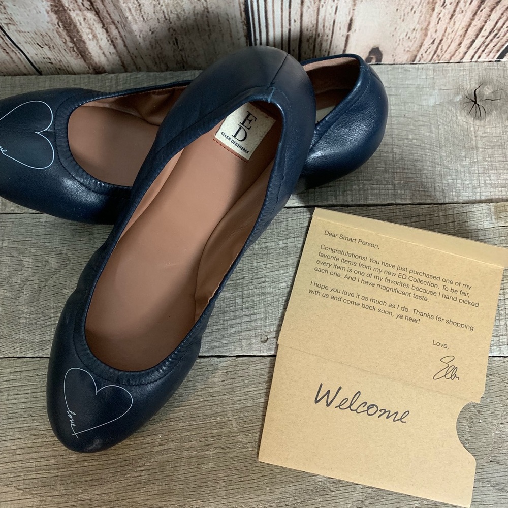 Ellen Degeneres heart ballet flats no box